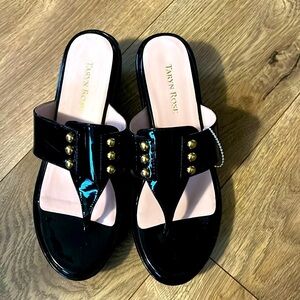 Taryn Rose  Talisa Black Patent Leather with gold studs